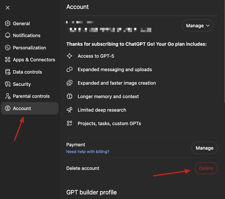 Delete Your ChatGPT Account