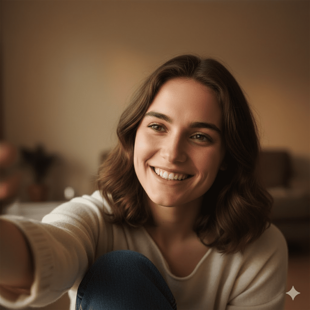 Relaxed Indoor Selfie Look